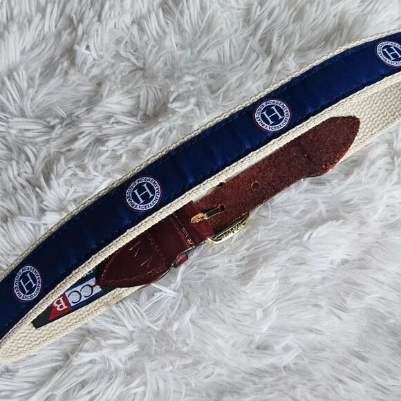 Cape Cod Belt HARDING ACADEMY Waistband Blue Canvas Belt Size 26-27 in - Picture 8 of 8